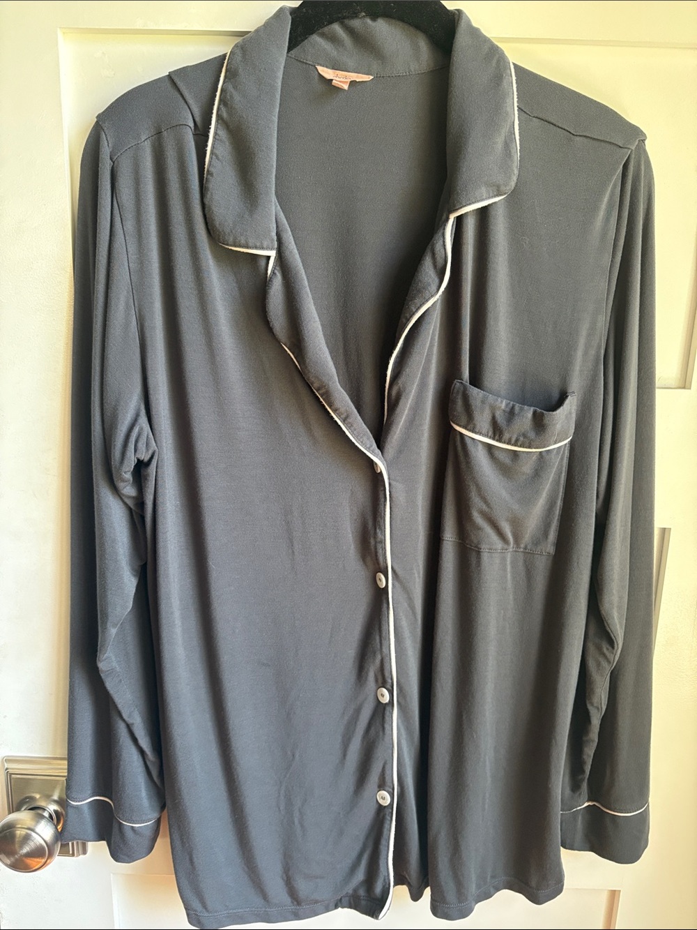 Eberjey Women's Charcoal Piped-Trim Pajama Top